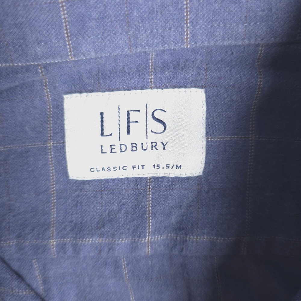 Ledbury Classic Fit Blue‎ Plaid Dress Shirt Mens 15.5 M - Picture 2 of 8